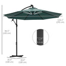 Patio Umbrellas, 10ft Outdoor Offset Cantilever Patio Umbrella with Solar LED Lights - Green - Seasonal Overstock