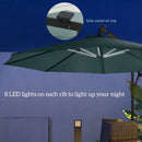 Patio Umbrellas, 10ft Outdoor Offset Cantilever Patio Umbrella with Solar LED Lights - Green - Seasonal Overstock
