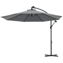 Patio Umbrellas, 10ft Outdoor Offset Cantilever Patio Umbrella with Solar LED Lights - Grey - Seasonal Overstock