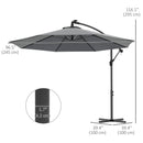 Patio Umbrellas, 10ft Outdoor Offset Cantilever Patio Umbrella with Solar LED Lights - Grey - Seasonal Overstock