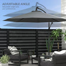 Patio Umbrellas, 10ft Outdoor Offset Cantilever Patio Umbrella with Solar LED Lights - Grey - Seasonal Overstock