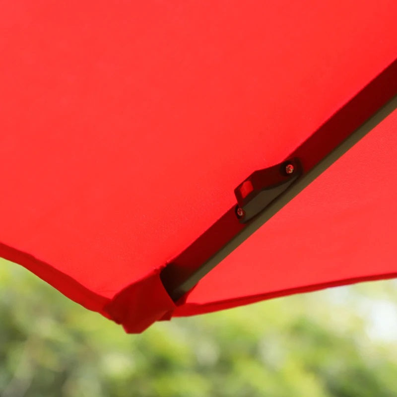 10ft Outdoor Offset Cantilever Patio Umbrella with Solar LED Lights - Red