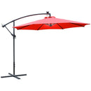 Patio Umbrellas, 10ft Outdoor Offset Cantilever Patio Umbrella with Solar LED Lights - Red - Seasonal Overstock
