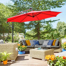 Patio Umbrellas, 10ft Outdoor Offset Cantilever Patio Umbrella with Solar LED Lights - Red - Seasonal Overstock