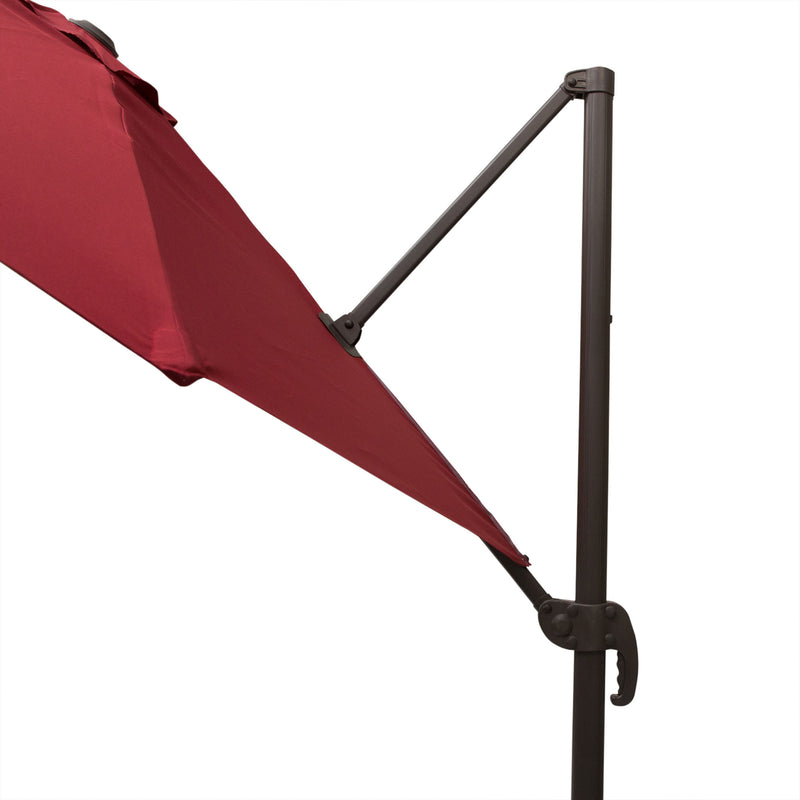 Patio Umbrellas, 10ft Cantilever Patio Umbrella Offset with 360° Rotation and Crank Open - Wine Red - Seasonal Overstock