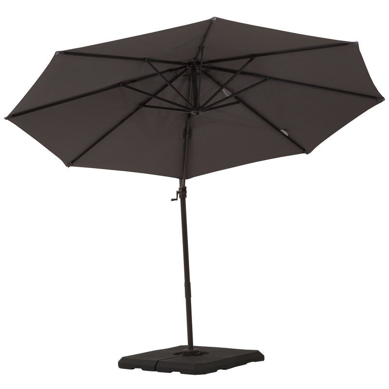 Patio Umbrellas, 10ft Cantilever Patio Umbrella Offset with 360° Rotation and Crank Open - Grey - Seasonal Overstock