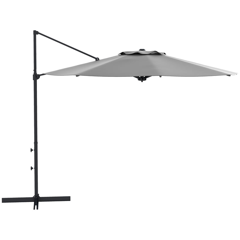 Patio Umbrellas, 10ft Cantilever Patio Umbrella Offset Aluminum Pole with 360° Rotation, Tilt and Crank Open - Grey - Seasonal Overstock