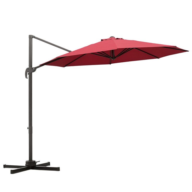 Patio Umbrellas, 10ft Cantilever Patio Umbrella Offset with 360° Rotation and Crank Open - Wine Red - Seasonal Overstock