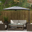 Patio Umbrellas, 10ft Cantilever Patio Umbrella Offset Aluminum Pole with 360° Rotation, Tilt and Crank Open - Grey - Seasonal Overstock