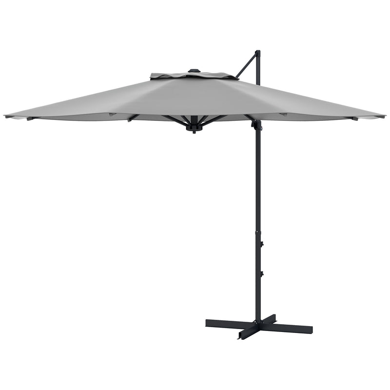 Patio Umbrellas, 10ft Cantilever Patio Umbrella Offset Aluminum Pole with 360° Rotation, Tilt and Crank Open - Grey - Seasonal Overstock
