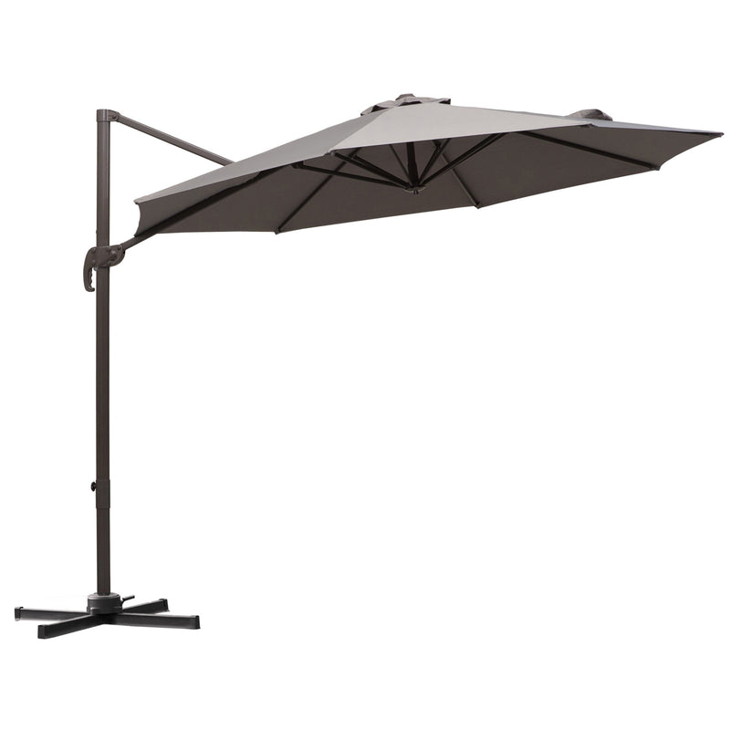 Patio Umbrellas, 10ft Cantilever Patio Umbrella Offset with 360° Rotation and Crank Open - Grey - Seasonal Overstock