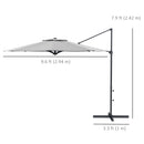 Patio Umbrellas, 10ft Cantilever Patio Umbrella Offset Aluminum Pole with 360° Rotation, Tilt and Crank Open - Grey - Seasonal Overstock
