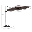 Patio Umbrellas, 10ft Cantilever Patio Umbrella Offset with 360° Rotation and Crank Open - Grey - Seasonal Overstock