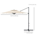 Patio Umbrellas, 10ft Cantilever Patio Umbrella Offset Aluminum Pole with 360° Rotation, Tilt and Crank Open - Khaki - Seasonal Overstock