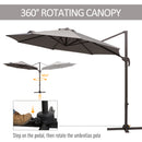 Patio Umbrellas, 10ft Cantilever Patio Umbrella Offset with 360° Rotation and Crank Open - Grey - Seasonal Overstock