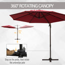 Patio Umbrellas, 10ft Cantilever Patio Umbrella Offset with 360° Rotation and Crank Open - Wine Red - Seasonal Overstock