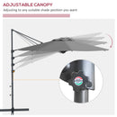 Patio Umbrellas, 10ft Cantilever Patio Umbrella Offset Aluminum Pole with 360° Rotation, Tilt and Crank Open - Grey - Seasonal Overstock