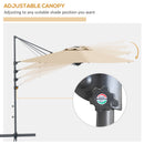 Patio Umbrellas, 10ft Cantilever Patio Umbrella Offset Aluminum Pole with 360° Rotation, Tilt and Crank Open - Khaki - Seasonal Overstock