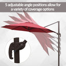 Patio Umbrellas, 10ft Cantilever Patio Umbrella Offset with 360° Rotation and Crank Open - Wine Red - Seasonal Overstock