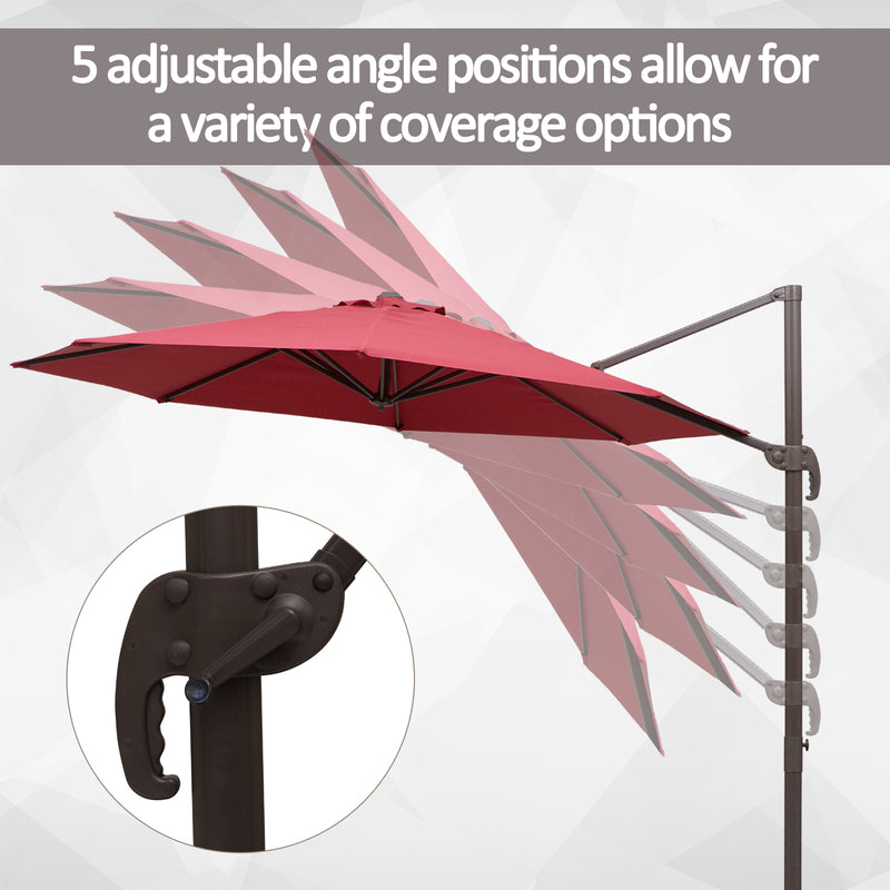 Patio Umbrellas, 10ft Cantilever Patio Umbrella Offset with 360° Rotation and Crank Open - Wine Red - Seasonal Overstock