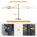 Patio Umbrellas, 10ft Cantilever Patio Umbrella Offset Aluminum Pole with 360° Rotation, Tilt and Crank Open - Khaki - Seasonal Overstock