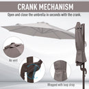 Patio Umbrellas, 10ft Cantilever Patio Umbrella Offset with 360° Rotation and Crank Open - Grey - Seasonal Overstock