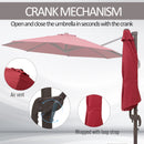 Patio Umbrellas, 10ft Cantilever Patio Umbrella Offset with 360° Rotation and Crank Open - Wine Red - Seasonal Overstock