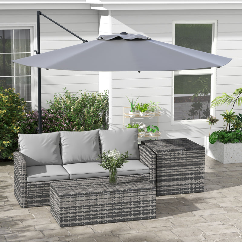 Patio Umbrellas, 10ft Cantilever Patio Umbrella Offset Aluminum Pole with 360° Rotation, Tilt and Crank Open - Grey - Seasonal Overstock