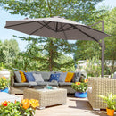 Patio Umbrellas, 10ft Cantilever Patio Umbrella Offset with 360° Rotation and Crank Open - Grey - Seasonal Overstock