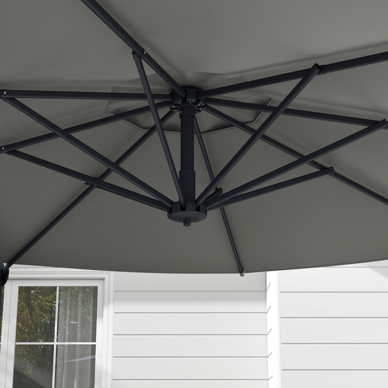 Patio Umbrellas, 10ft Cantilever Patio Umbrella Offset Aluminum Pole with 360° Rotation, Tilt and Crank Open - Grey - Seasonal Overstock