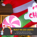 Decorative inflatable Christmas decoration with candy cane, peppermint, and Santa Claus elements, featuring built-in LED lights.