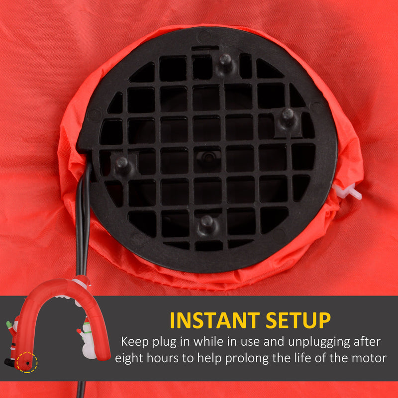 Red inflatable boat with black grille and text about instant setup.