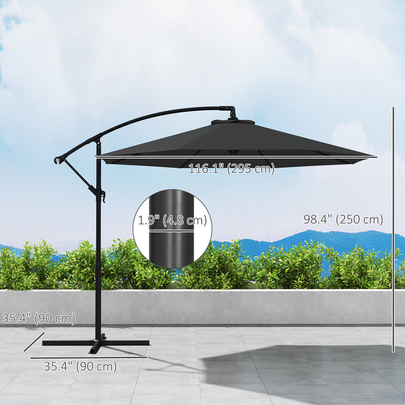 Patio Umbrellas, 10' Deluxe Cantilever Patio Umbrella - Black - Seasonal Overstock