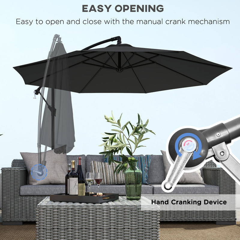 Patio Umbrellas, 10' Deluxe Cantilever Patio Umbrella - Black - Seasonal Overstock