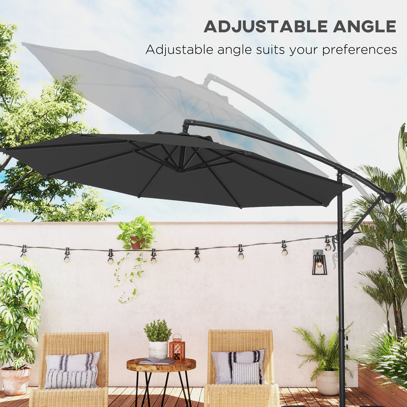 Patio Umbrellas, 10' Deluxe Cantilever Patio Umbrella - Black - Seasonal Overstock