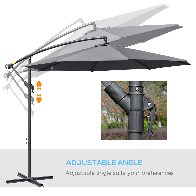 Patio Umbrellas, 10' Deluxe Cantilever Patio Umbrella - Dark Grey - Seasonal Overstock