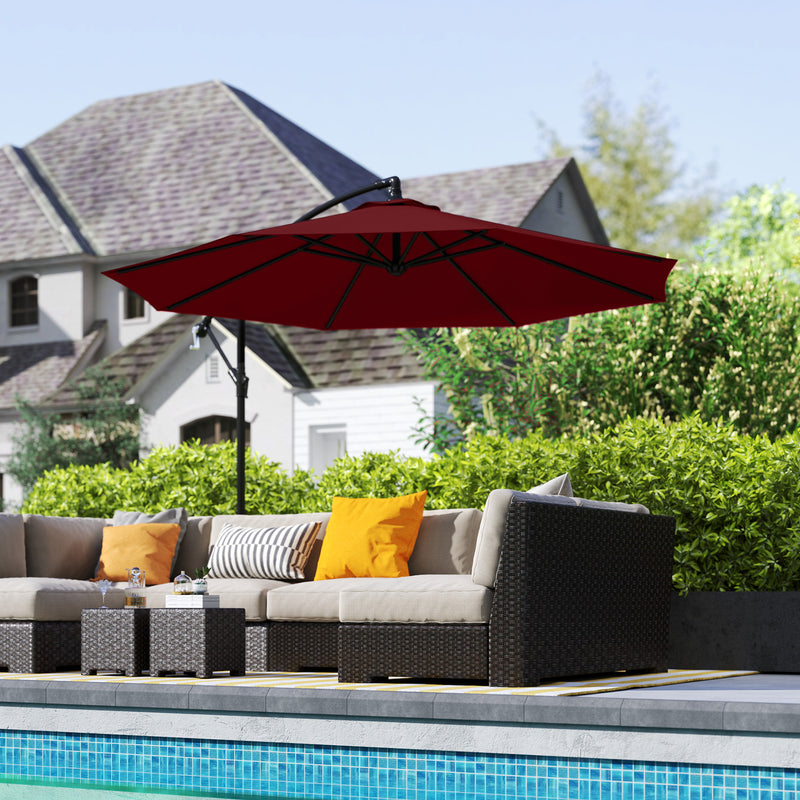 Patio Umbrellas, 10' Deluxe Cantilever Patio Umbrella - Wine Red - Seasonal Overstock