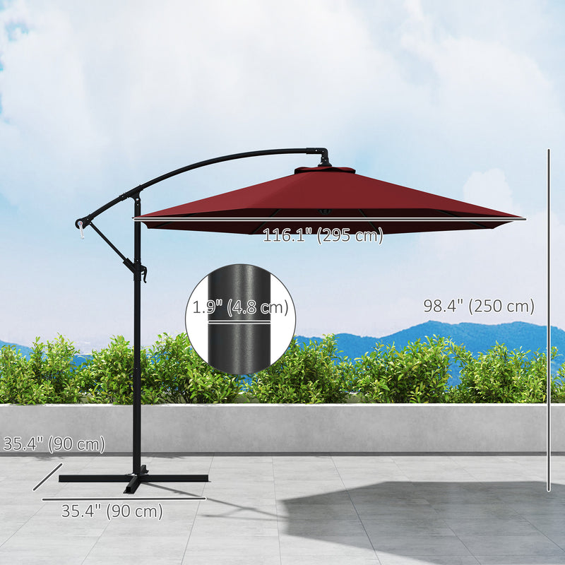 Patio Umbrellas, 10' Deluxe Cantilever Patio Umbrella - Wine Red - Seasonal Overstock