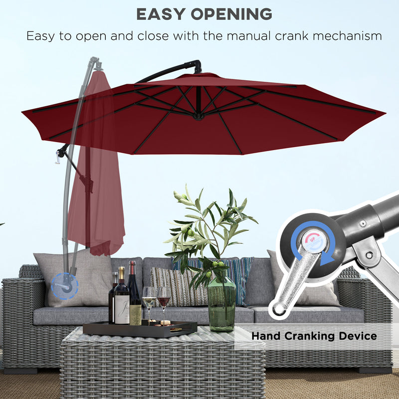 Patio Umbrellas, 10' Deluxe Cantilever Patio Umbrella - Wine Red - Seasonal Overstock