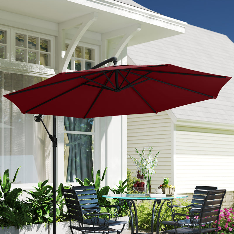 Patio Umbrellas, 10' Deluxe Cantilever Patio Umbrella - Wine Red - Seasonal Overstock