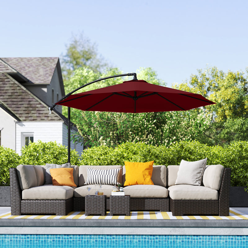 Patio Umbrellas, 10' Deluxe Cantilever Patio Umbrella - Wine Red - Seasonal Overstock