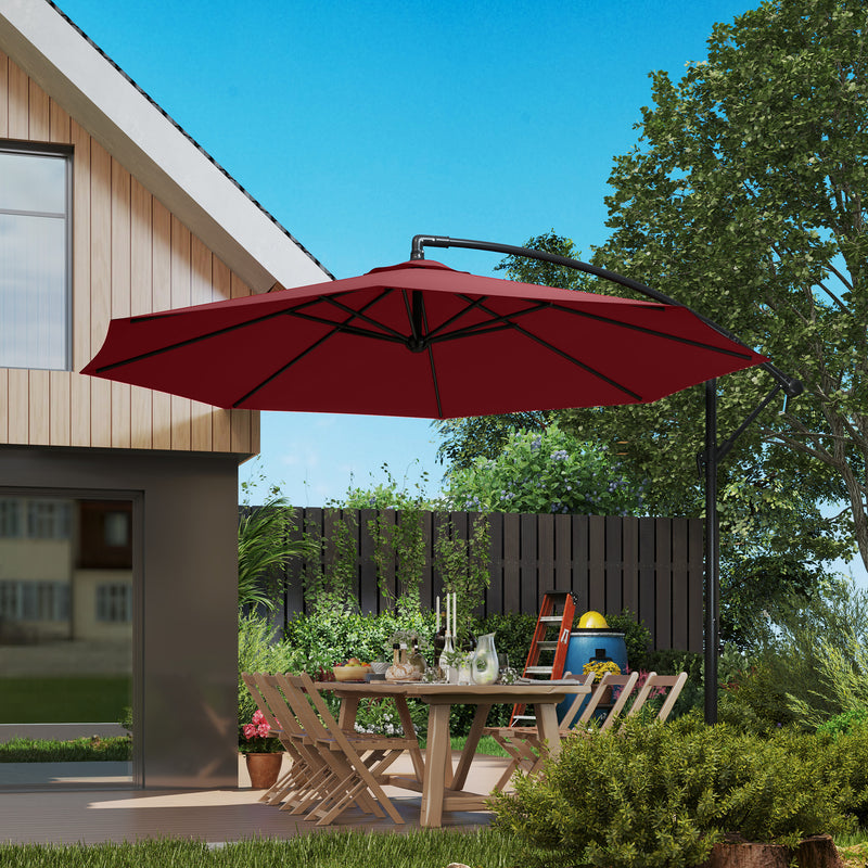 Patio Umbrellas, 10' Deluxe Cantilever Patio Umbrella - Wine Red - Seasonal Overstock
