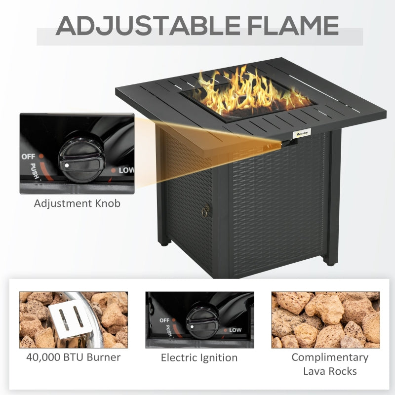 Beckett 28" Black Propane Fire Table with Lava Rocks and Cover