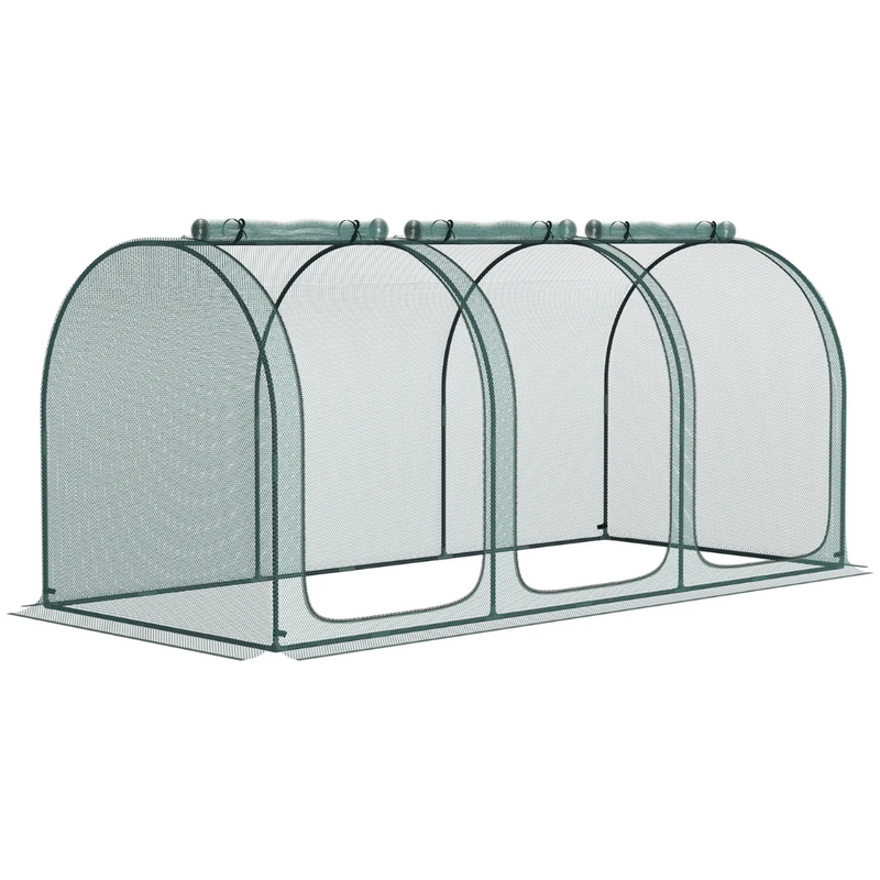 9' x 4' Mesh Garden Protection Crop Cage Cover with 3 Zipper Doors - Green