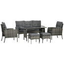Patio Furniture, Brindlestone Terrace 6pc Outdoor Patio Set with Sofa, Chairs, Stools and Table - Grey - Seasonal Overstock