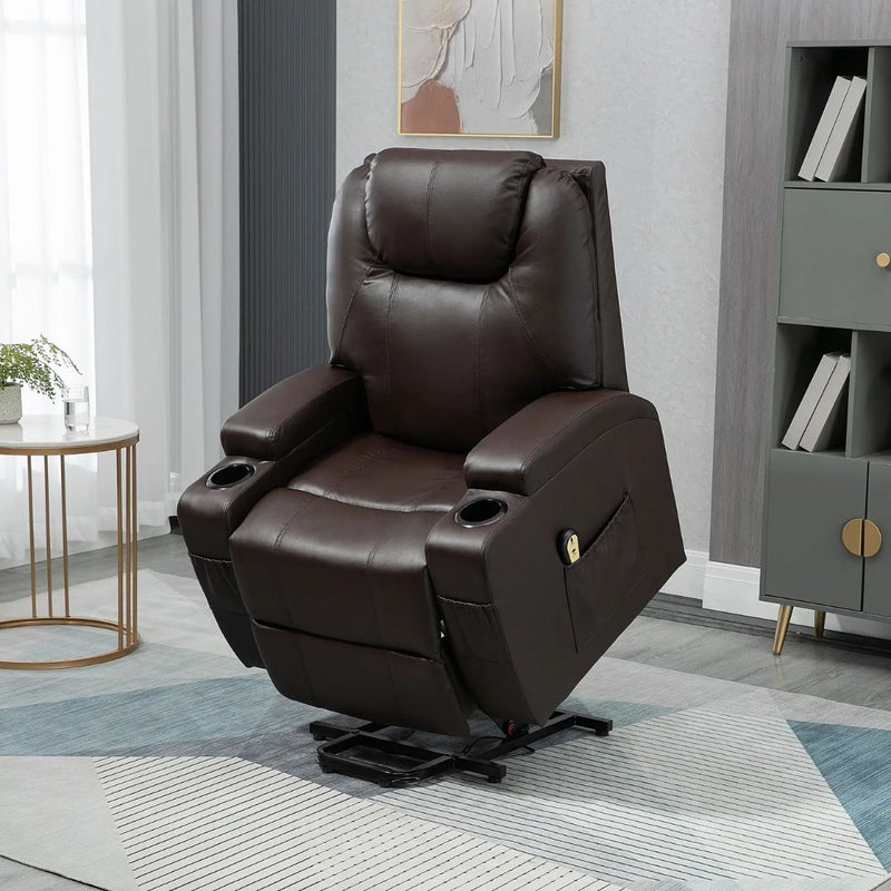 West Haven Power Lift Chair Recliner with Remote and Cup Holders - Brown