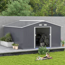 Storage Sheds, 11.2' x 12.5' Large Garden Storage Shed with Dual Sliding Doors - Dark Grey - Seasonal Overstock
