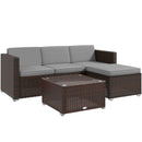 Patio Furniture, Sola Vina 3pc Outdoor Patio Sofa and Ottoman Set with Table - Grey - Seasonal Overstock