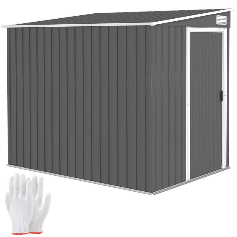 5' x 7' Galvanized Lean-To Storage Shed with Sliding Door - Dark Grey