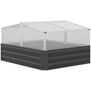 Planters, 4' x 3.5' Galvanized Steel Raised Garden Bed with Removeable Cold Storage Greenhouse Top - Grey - Seasonal Overstock